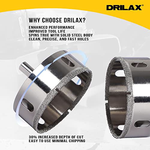 Drilax 2-7/8 inch Diamond Hole Saw Drill Bit Ceramic, Porcelain Tiles, Granite, Quartz Drilling 2 7/8