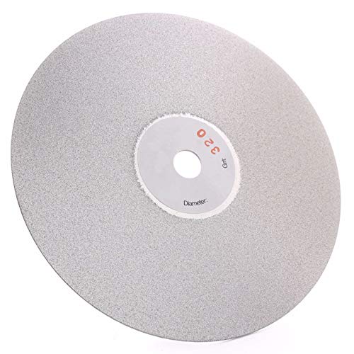 Drilax 6 inch Grit 320 Professional Quality High Density Diamond Coated Flat Lap Lapping Lapidary Wheel Disc Glass Jewelry Polishing Tool Grinding Sharpening Metal Back 1/2 Arbor Grit320