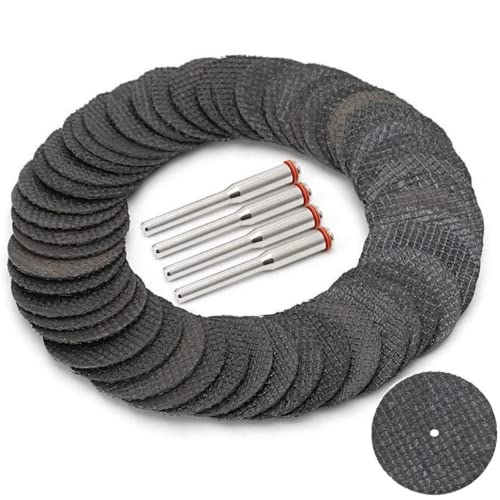 Fiberglass Reinforced Cut-Off Wheels 50 Pieces 1 1/4 inch Diameter Abrasive Cutting Tool Disc with (4) 402 Mandrels Included Rotary Discs Compatible with Dremel 426 426b