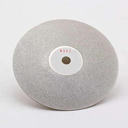 Drilax 6 inch Grit 240 Diamond Coated Flat Wheel Disc Glass Jewelry Polishing Tool Grinding Sharpening Metal Back 1/2 Arbor Grit240