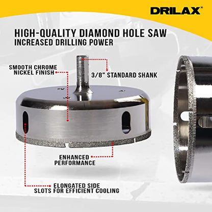 4 inch Diamond Saw Drill Bit Glass Ceramic Porcelain Tiles, Marble Granite Quartz Drilling Shower Valve Hole Cutter Floor Wall Tiles Solid Steel Body Spins True