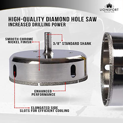 4 Inch Saw Drill Bit for Ceramic Porcelain Glass Tiles Quartz Granite Countertop Tile Hole Cutter Shower Valves Floor Drain Flanges Diamond Coated Rim