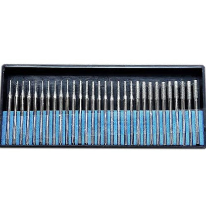 30 pcs Set 1mm 10pcs. 2mm 10 pcs. 3mm Diamond Drill Bit Cylindrical Burr Kit Jewelry Beach Sea Glass Shells Gemstones Gems Lapidary Compatible with Dremel 30pcs. 1 2 3 mm 1/8"