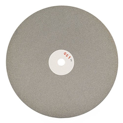 8 inch Diamond Disc Grit 150 High Density Coated Flat Lap Lapping Lapidary Wheel Glass Jewelry Polishing Tool Grinding Sharpening Metal Back 1/2 Arbor GRIT0150