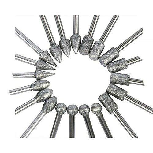 Diamond Grinding Burr Drill Bits Sets Compatible with Dremel Rotary Jewelry Making Tools 1/8 inch Shank 20 Pieces Set