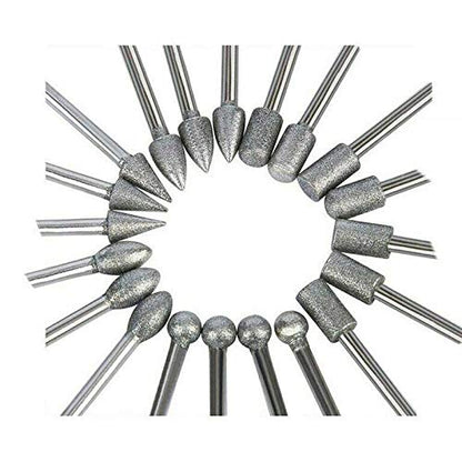 Diamond Grinding Burr Drill Bits Sets Compatible with Dremel Rotary Jewelry Making Tools 1/8 inch Shank 20 Pieces Set