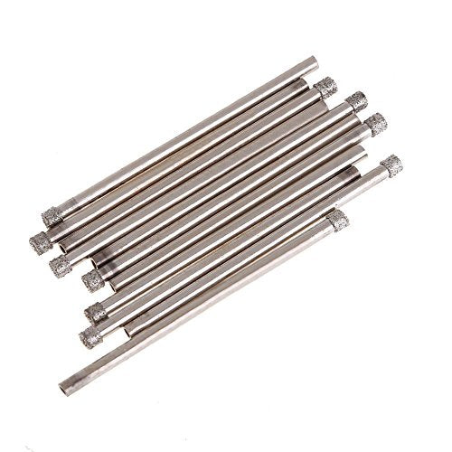10 Pcs 1/8 inch Drill Bit Hollow Core Diamond Coated Drilling Cylindrical Burr Kit Jewelry Beach Sea Glass Shells Gemstones Lapidary 3mm 1/8" Compatible with Dremel