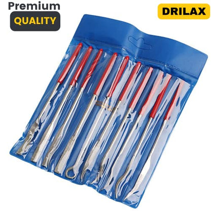Diamond Coated Curved Needle Riffler File Set 10 Pieces Watch Jewelry Harmonica Glass Work Assorted Mini Metal Jewelers Wood Carving Craft Handy Files Alloy Lapidary Bent Ceramic Tools