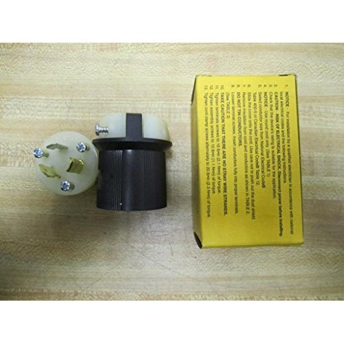 Hubbell HBL2311 Locking Plug, 20 amp, 125V, L5-20P, Black and White