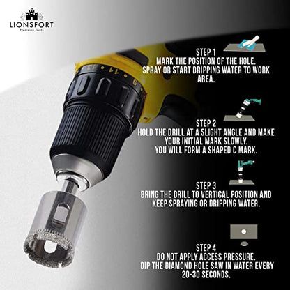 1 Inch Diamond Drill Bit Saw Ceramic Porcelain Glass Quartz Granite Countertop Bottle Tile Hole Cutter