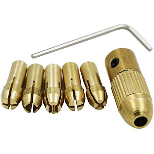 Brass mini drill chuck with collets and hex key