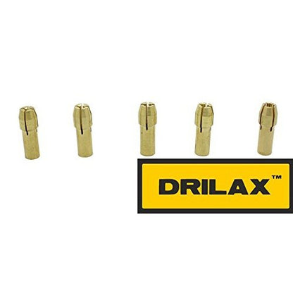 Five brass collets from 0.5mm to 3mm