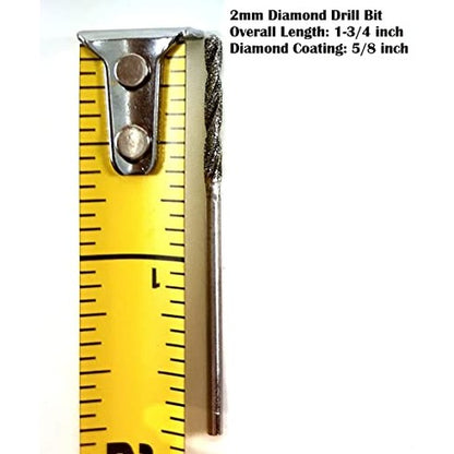 DRILAX 2mm diamond drill bits for sea glass with 1-3/4 inch length and diamond coating