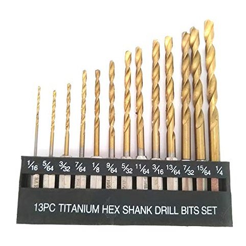 DRILAX 13pc Titanium Hex Drill Bit Set with assorted sizes for versatile drilling tasks